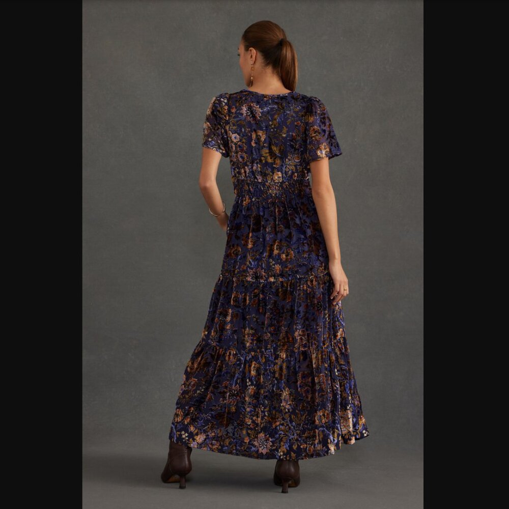 Anthropologie - The Somerset Burn-out Velvet Maxi Dress - Picture 2 of 3